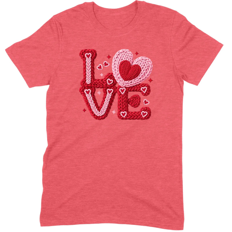 Crochet "LOVE" Red/Pink Chunky Knit Tee