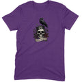 Eternal Discontent design — a crowned skull with a raven, roses and a banner — printed on a purple unisex t-shirt